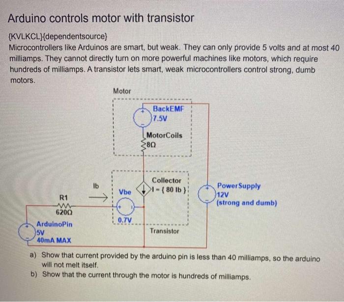 Solved Arduino controls motor with transistor | Chegg.com