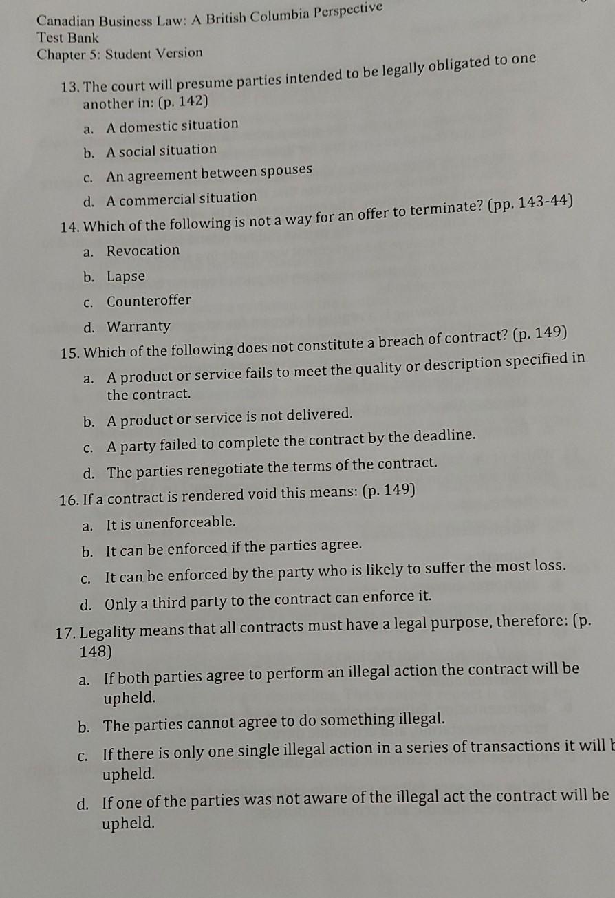 Solved 1 Canadian Business Law: A British Columbia | Chegg.com