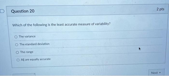 Solved 2 pts Question 17 The standard deviation is a measure | Chegg.com
