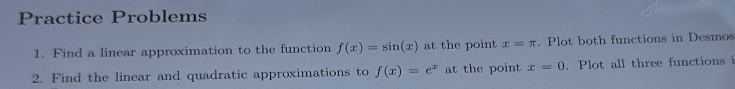 Solved Practice ProblemsFind a linear approximation to the | Chegg.com