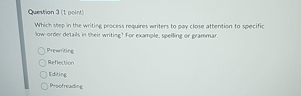 Solved Question 3 (1 ﻿point)Which step in the writing | Chegg.com