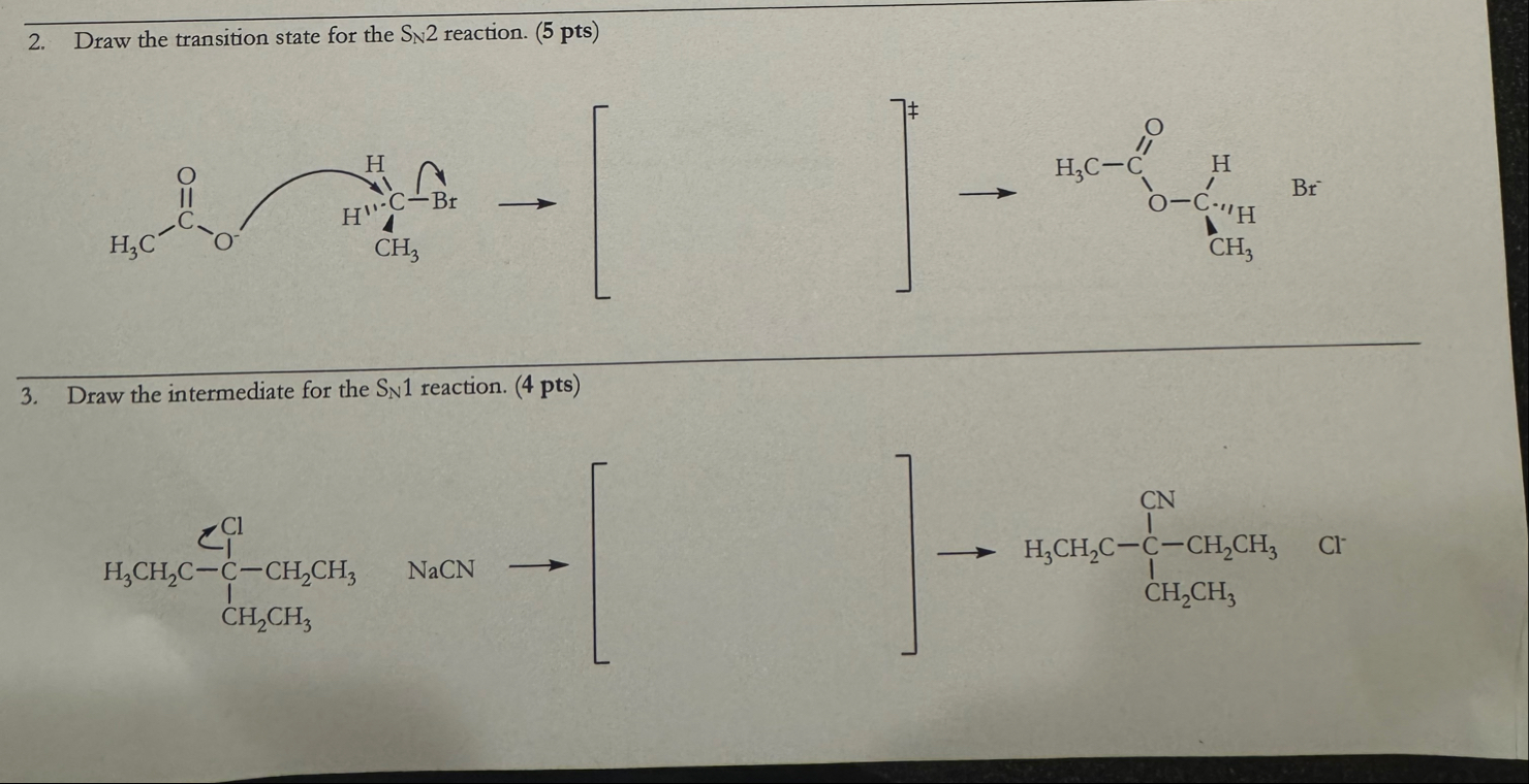 Solved Draw the transition state for the SN2 ﻿reaction. ( 5 | Chegg.com