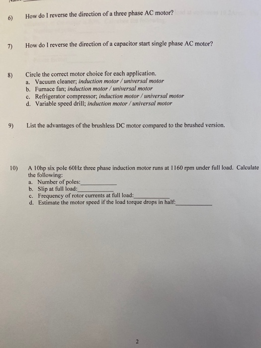 Solved 6 How Do I Reverse The Direction Of A Three Phase