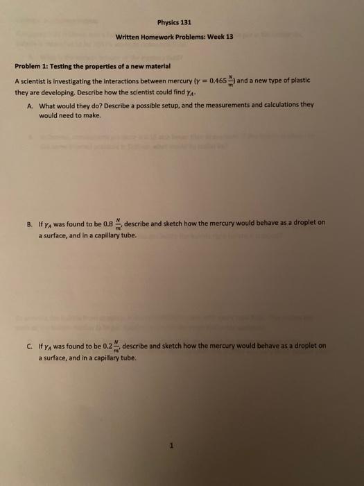Physics 131 Written Homework Problems: Week 13 | Chegg.com