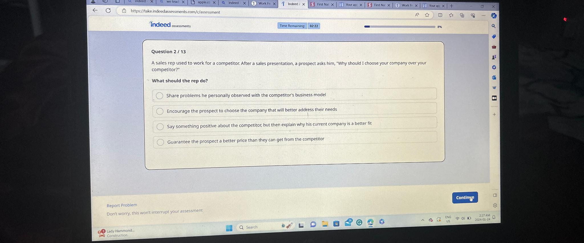 Solved Question 2 / 13A sales rep used to work for a | Chegg.com