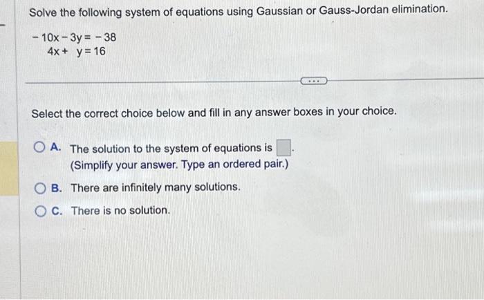 Solved Solve the following system of equations using | Chegg.com