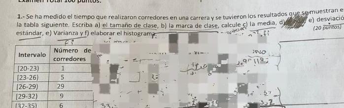 1.- Se ha medido el tiempo que realizaron corredores en una carrera y se tuvieron los resultados gue semuestran e la tabla si