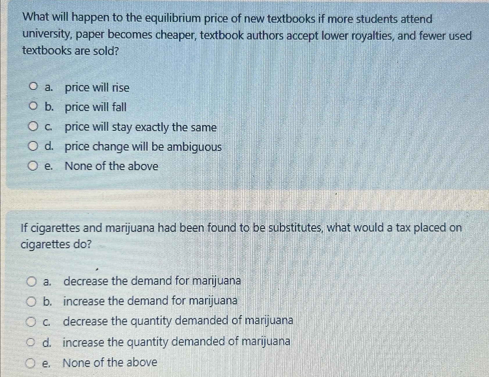 Solved What will happen to the equilibrium price of new