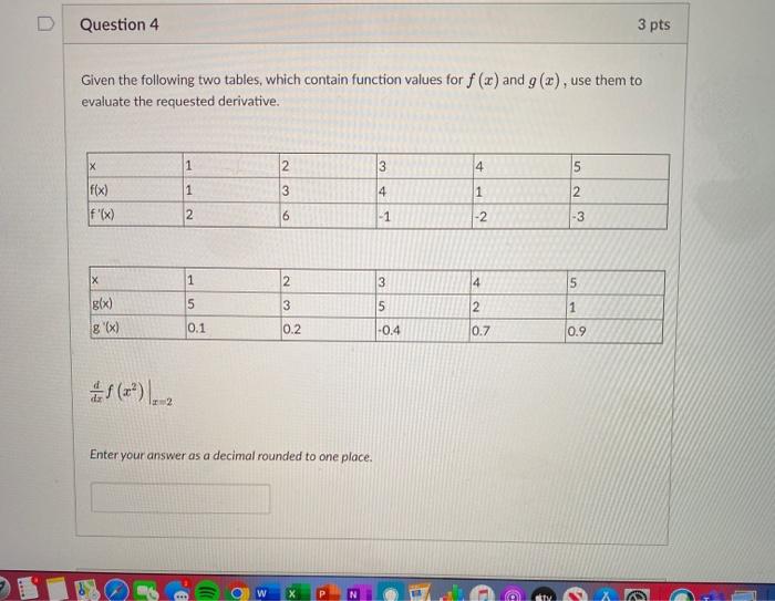 Solved Question 1 3 pts Time Attem 8 На Given the following | Chegg.com