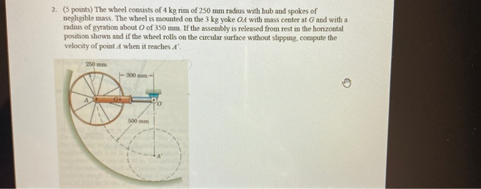 Solved 2. (5 points) The wheel consists of 4 kg rim of 250 | Chegg.com