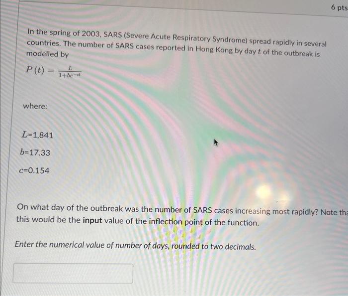 Solved In the spring of 2003, SARS (Severe Acute Respiratory | Chegg.com