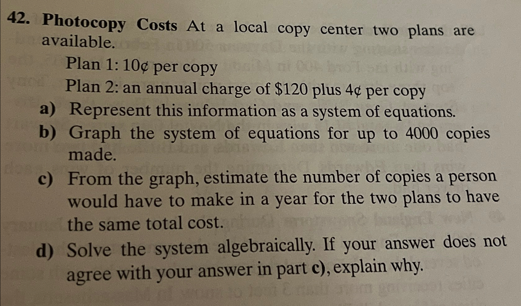 Solved Photocopy Costs At a local copy center two plans are | Chegg.com