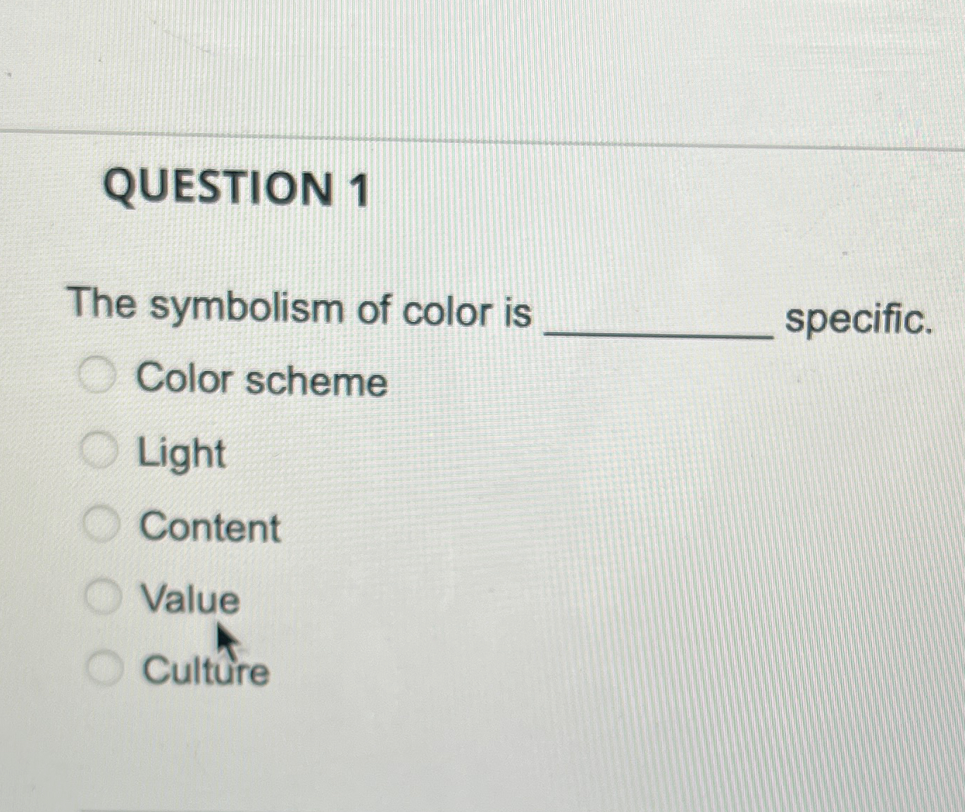 Solved QUESTION 1The symbolism of color is ﻿specific.Color | Chegg.com