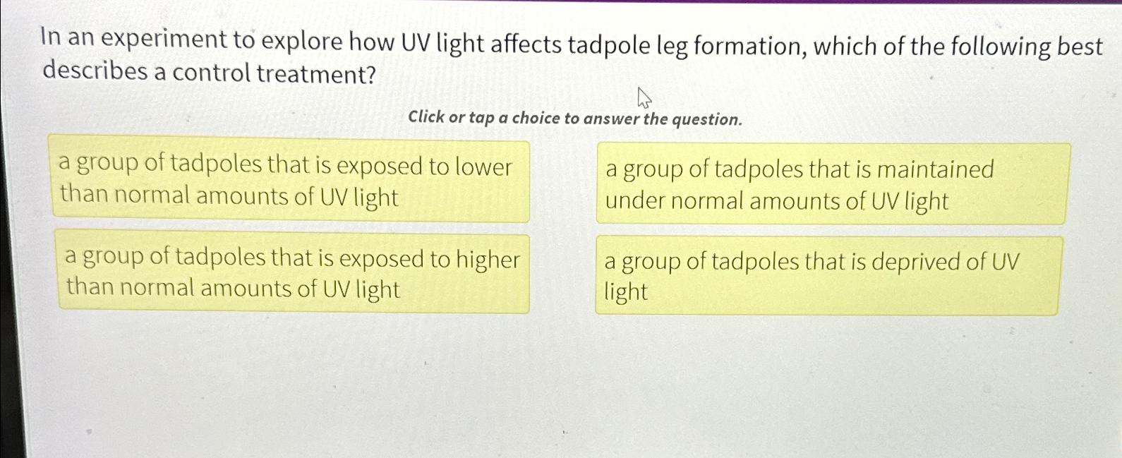 Solved In an experiment to explore how UV light affects | Chegg.com