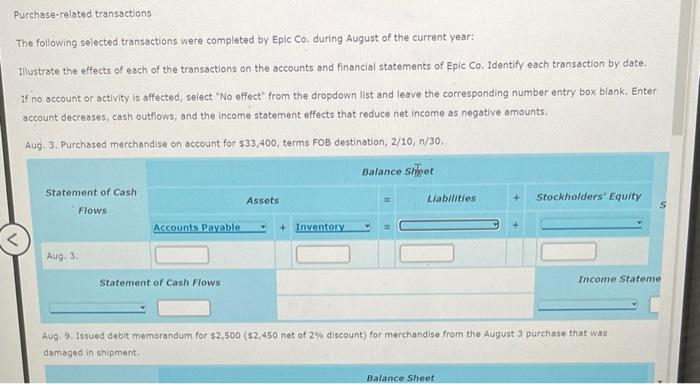 Solved Purchase-related transactions The following selected | Chegg.com