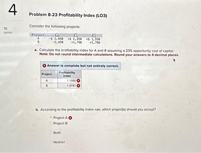Problem 8-23 Profitability Index (LO3) Consider the | Chegg.com