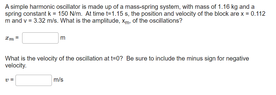 Solved A simple harmonic oscillator is made up of a | Chegg.com