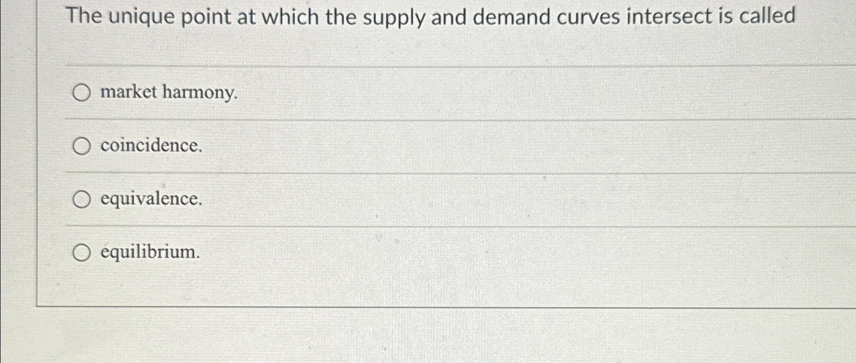 Solved The unique point at which the supply and demand | Chegg.com