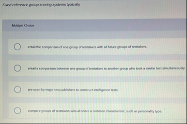 Solved Fived reference group scoring systems | Chegg.com
