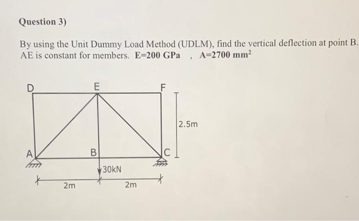 Solved Question 3 By Using The Unit Dummy Load Method U Chegg Com