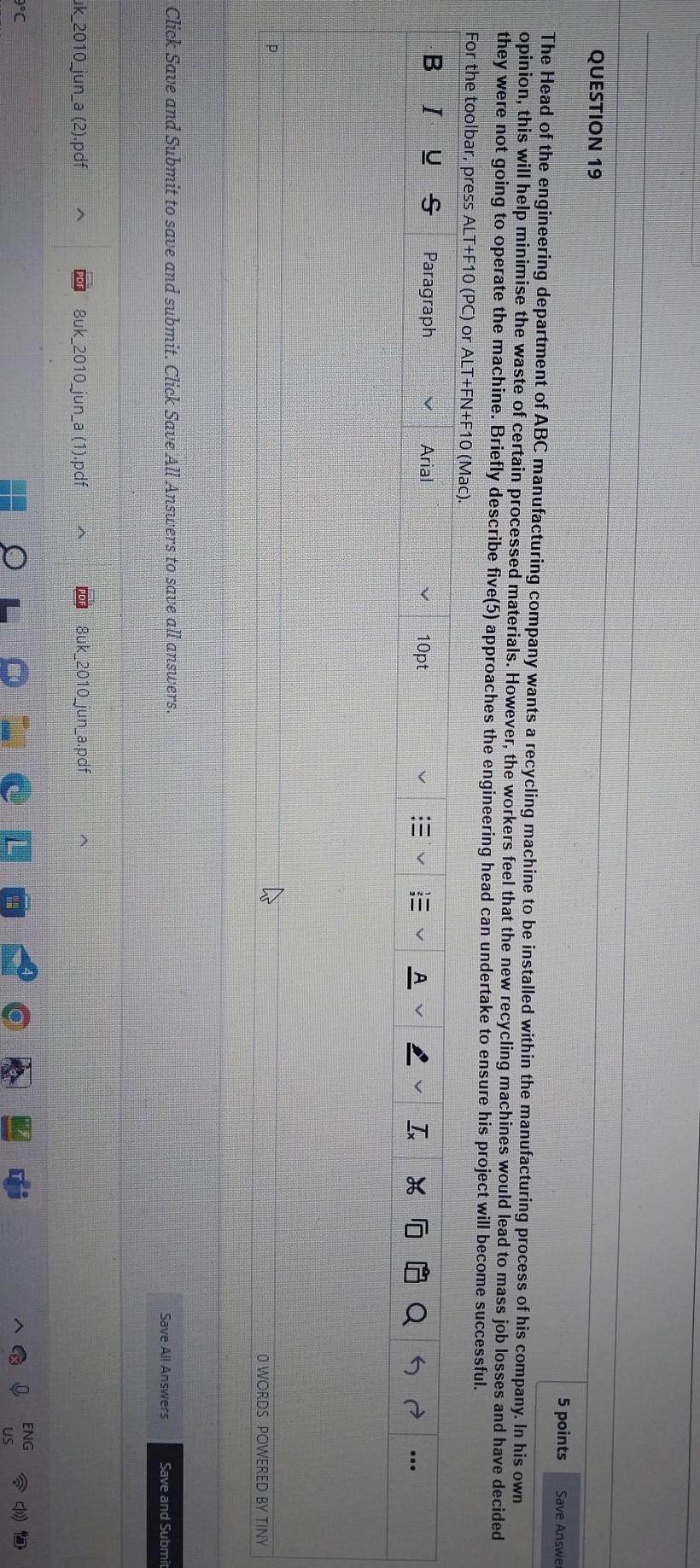 Solved Save Answer QUESTION 19 5 points The Head of the | Chegg.com