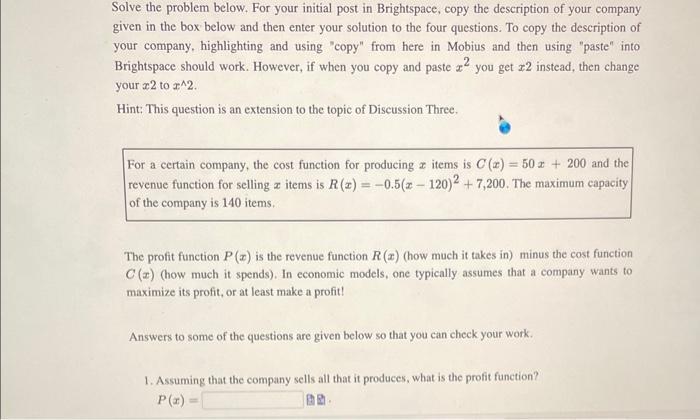 Solved Solve the problem below. For your initial post in | Chegg.com