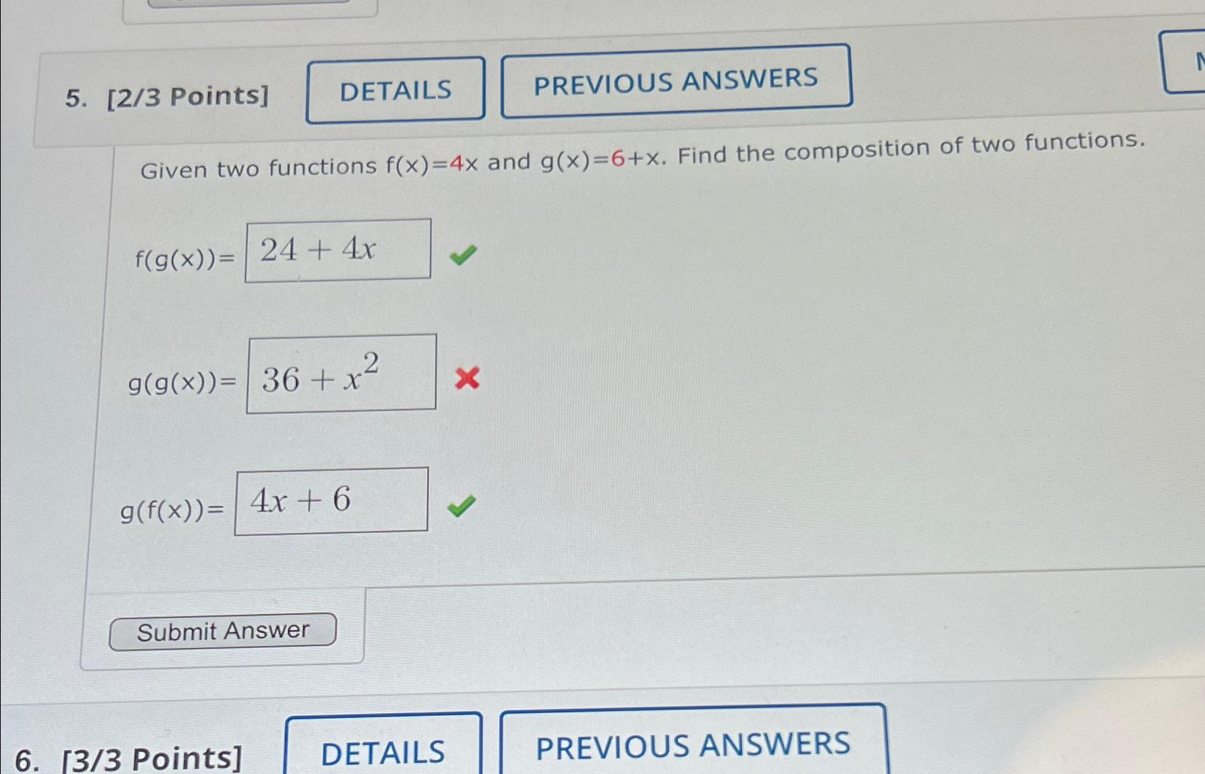 Solved Points Given Two Functions Fx4x ﻿and Gx6x 9707