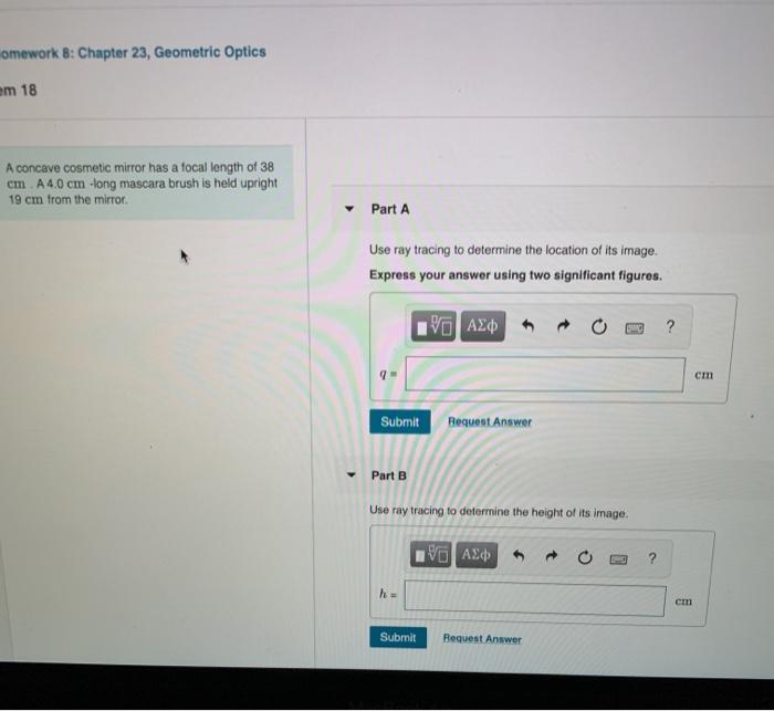 Solved omework B: Chapter 23, Geometric Optics em 18 A | Chegg.com