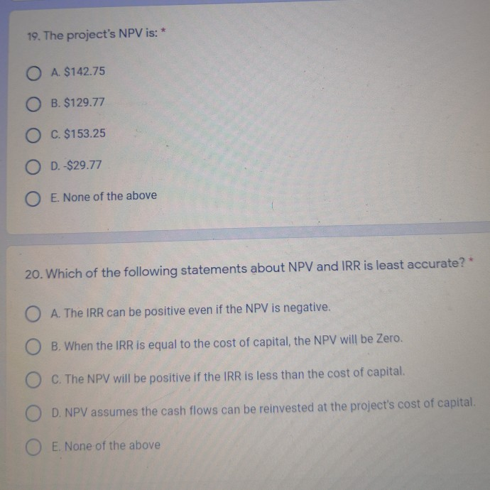 Solved Use the following data to answer Questions 17 through | Chegg.com