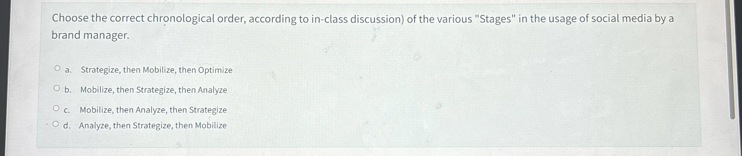 Solved Choose The Correct Chronological Order According To Chegg Com