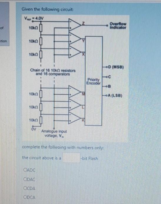 Solved Given the following circuit V. - 4.0V Overflow | Chegg.com