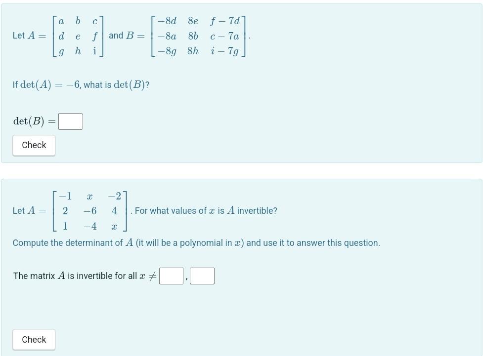 Solved Let A=⎣⎡adgbehcfi⎦⎤ And | Chegg.com