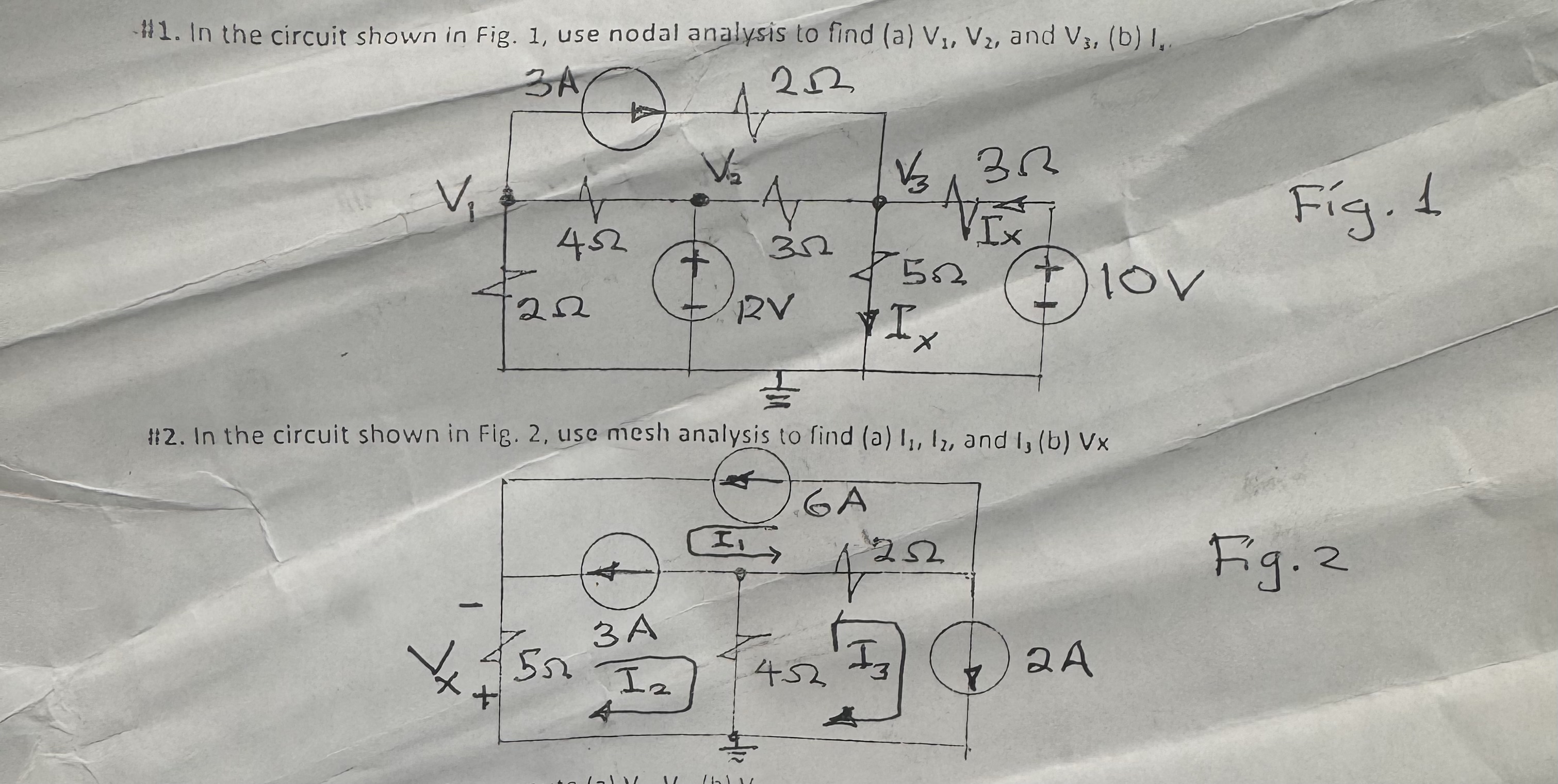 Solved In the circuit shown in Fig. 1 , ﻿use nodal analysis | Chegg.com