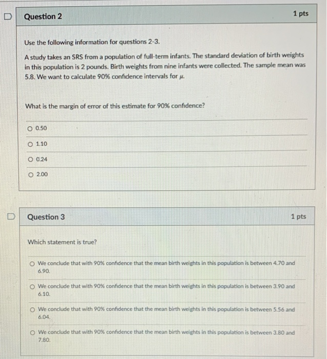 Solved Question 2 1 pts Use the following information for | Chegg.com