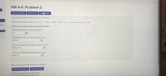 Solved HW 4.4: Problem 2 Previous Problem Problem List Max | Chegg.com