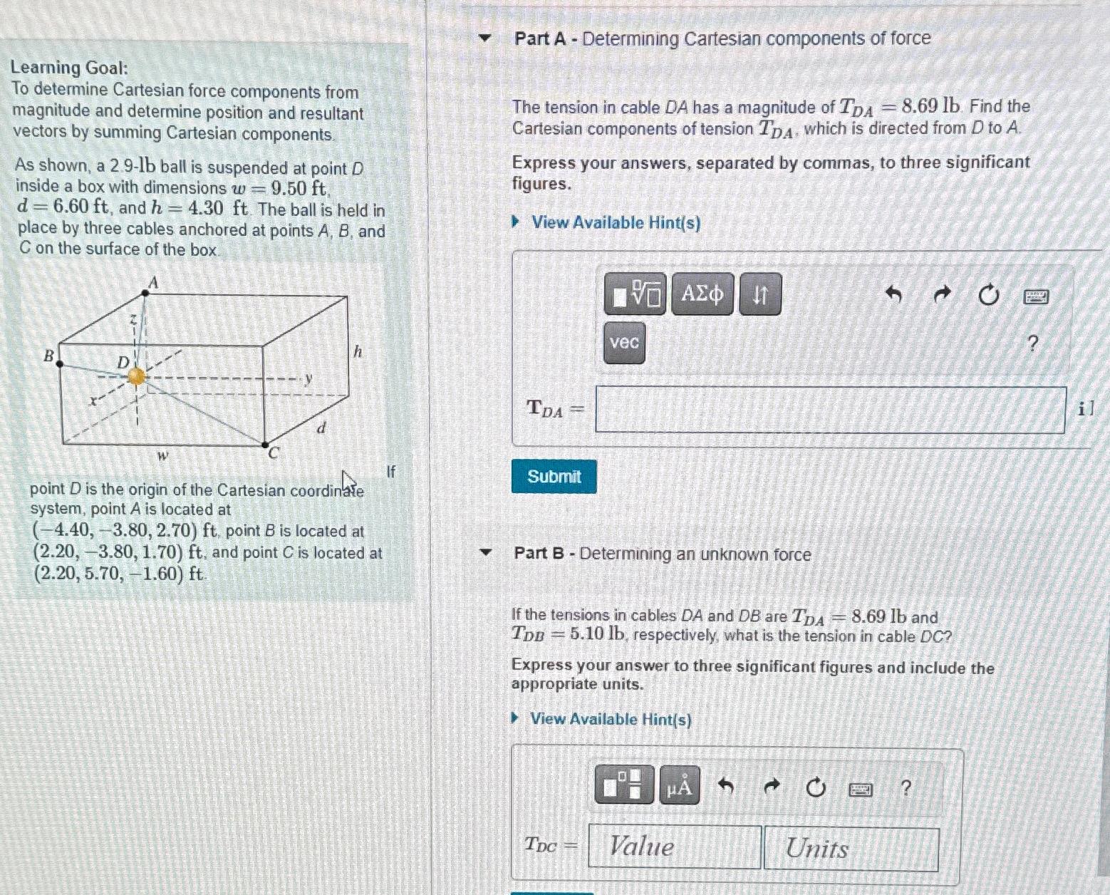 Solved Part A - ﻿Determining Cartesian components of | Chegg.com