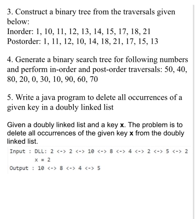 Solved 3 Construct A Binary Tree From The Traversals Given