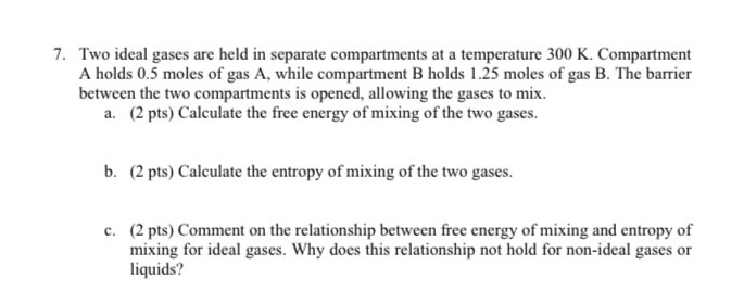 Solved 7. Two ideal gases are held in separate compartments | Chegg.com