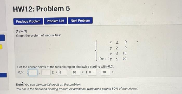 (1 point) Graph the system of inequalities: | Chegg.com
