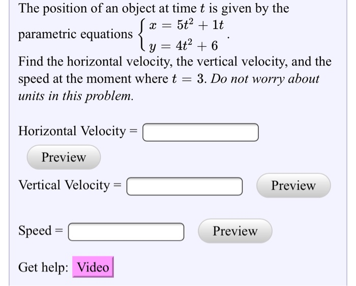 Solved x = The position of an object at time t is given by | Chegg.com