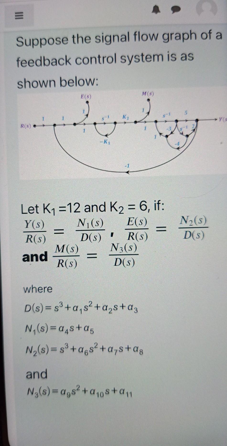 Solved Suppose the signal flow graph of a feedback control | Chegg.com