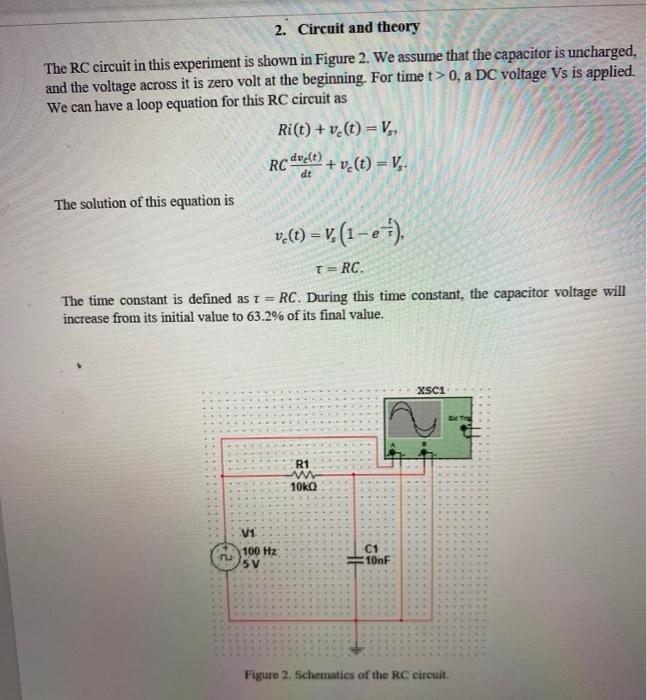 Lab 8. Transient Response of an RC circuit 1. | Chegg.com