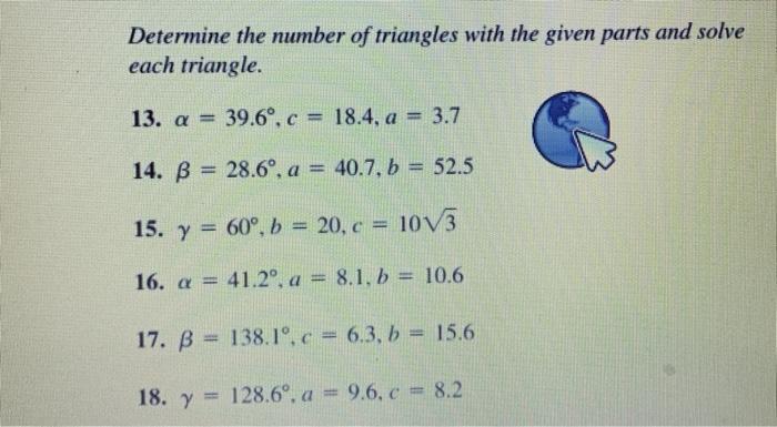 Solved Determine the number of triangles with the given | Chegg.com