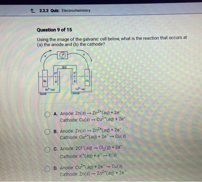 Solved Using the image of the galvanic cell below, what is | Chegg.com
