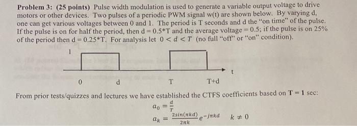 Solved Problem 4 (25 points total) Given the same w(t) as in | Chegg.com