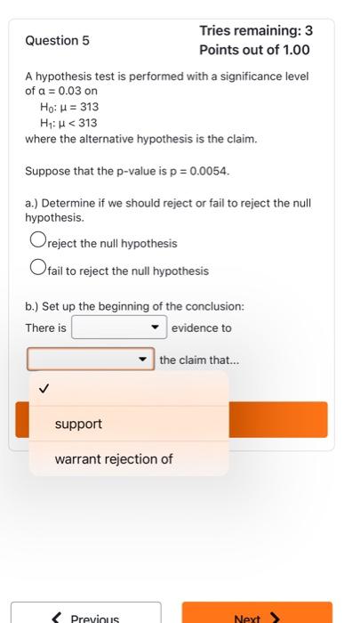 Solved A hypothesis test is performed with a significance | Chegg.com