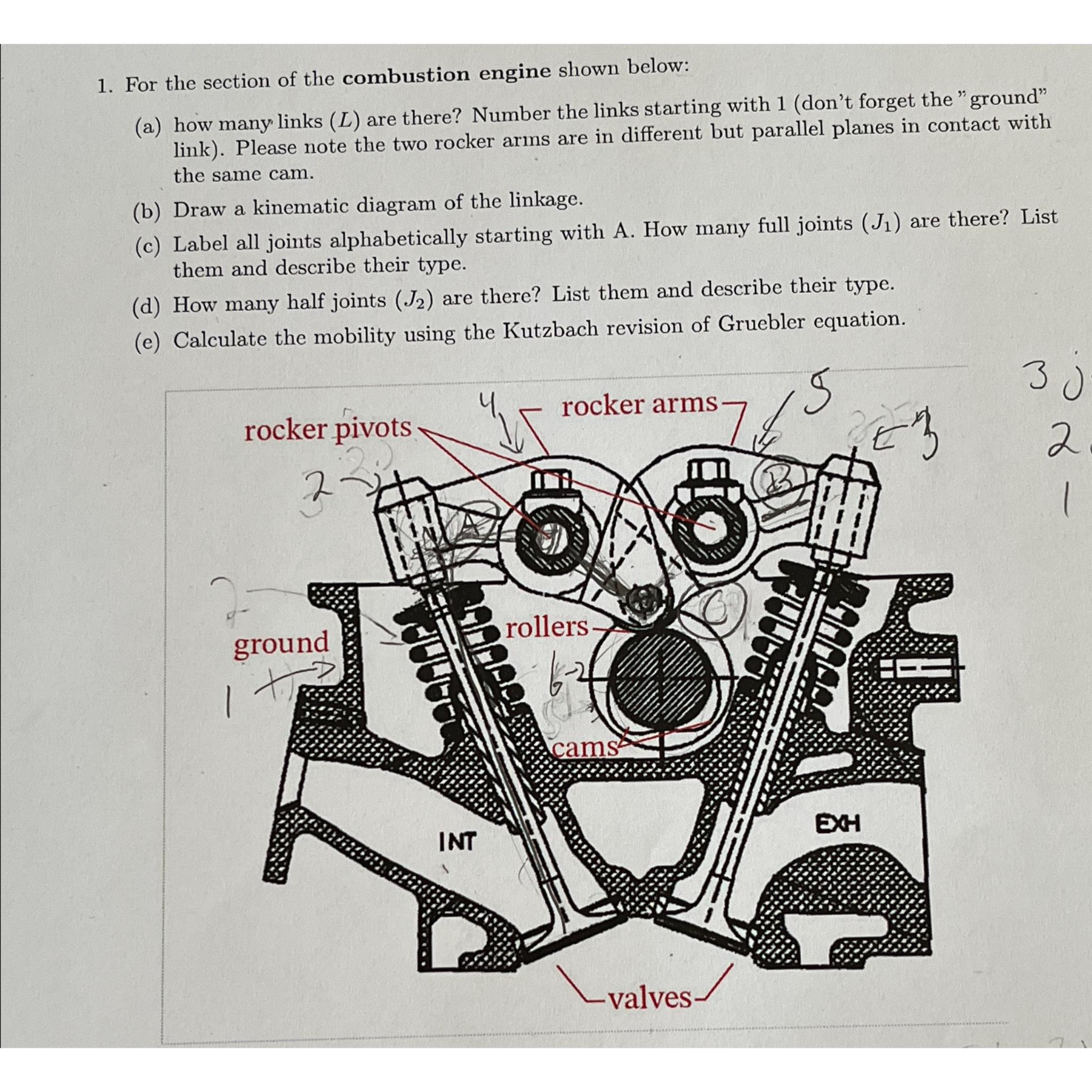 Solved For the section of the combustion engine shown | Chegg.com