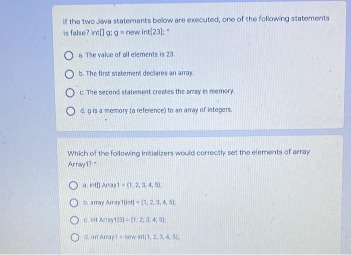Solved If the two Java statements below are executed, one of | Chegg.com