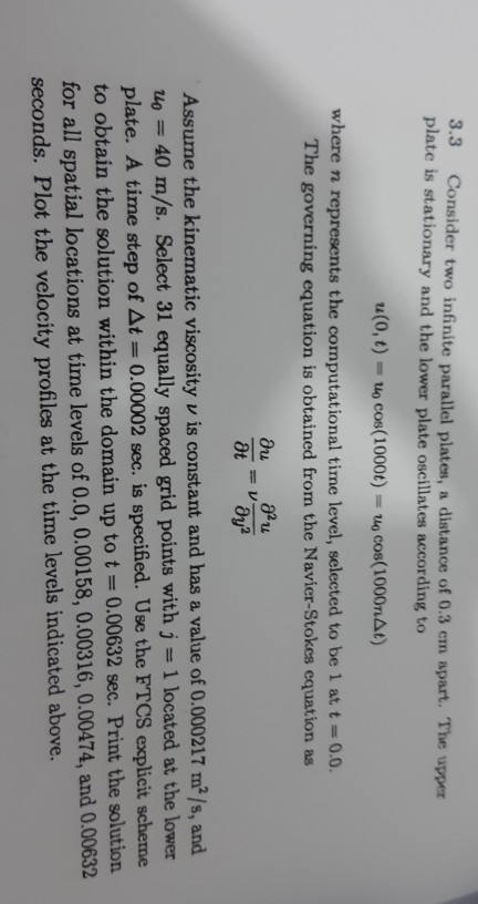 Solved 3.3 Consider two infinite parallel plates, a distance | Chegg.com