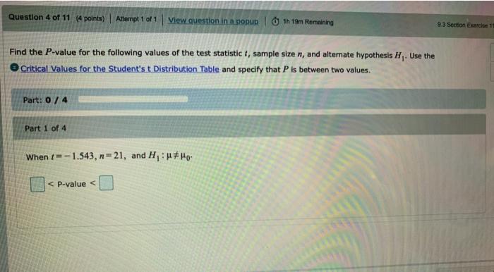 Solved Question 4 of 11 ( points) Attempt 1 of 1 View | Chegg.com